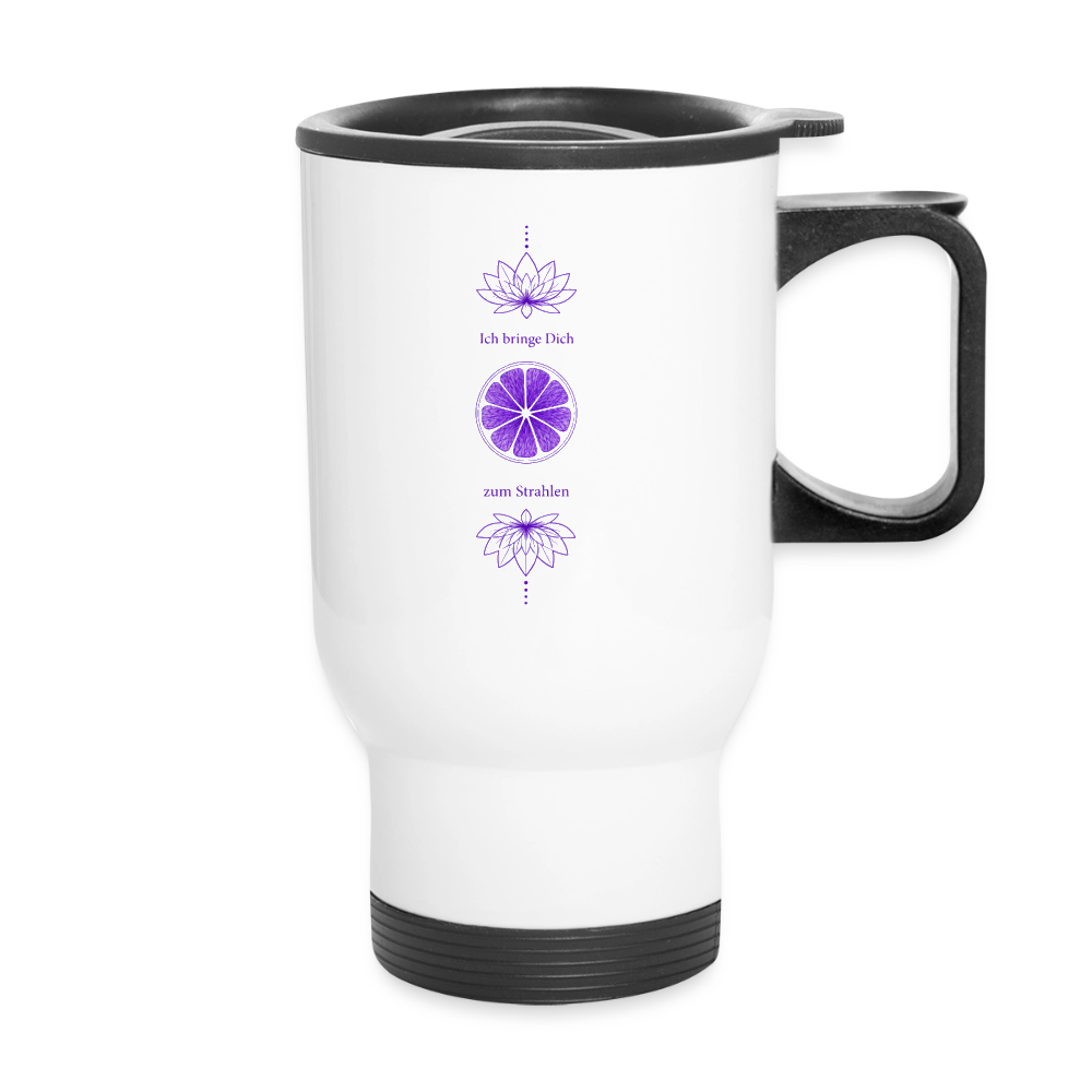 sapeco Chakra-Thermobecher Violett – Ich bringe Dich zum Strahlen - white
