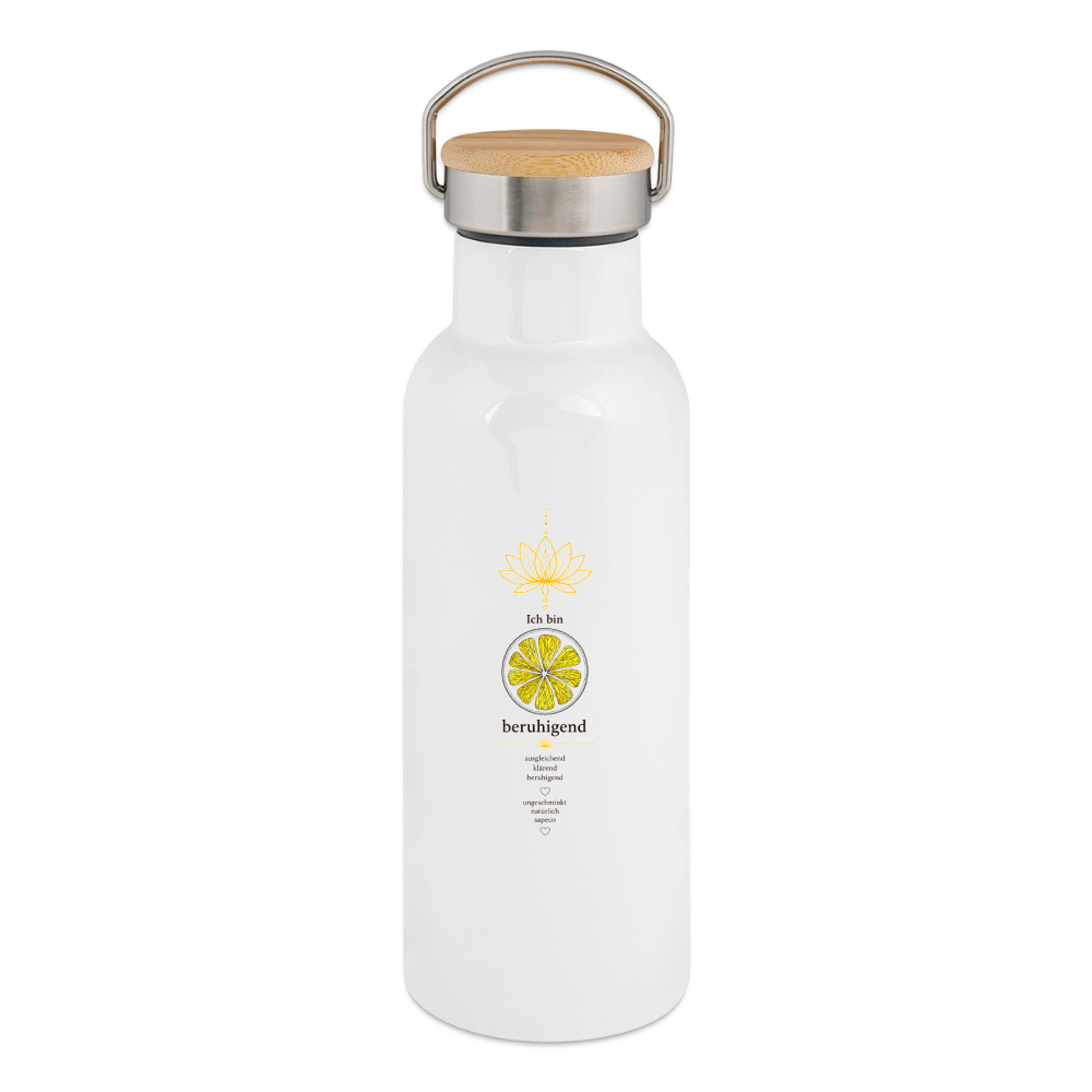 Ich bin beruhigend – Thermoflasche mit Bambusdeckel - white