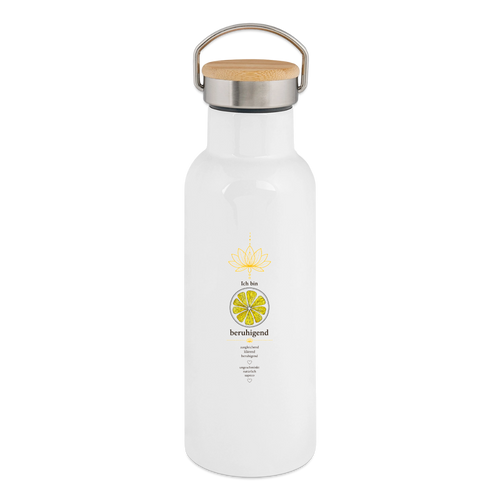 Ich bin beruhigend – Thermoflasche mit Bambusdeckel - white