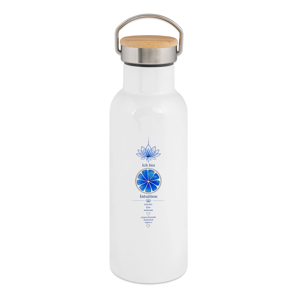 Ich bin Intuition – Thermosflasche mit Bambusdeckel - white