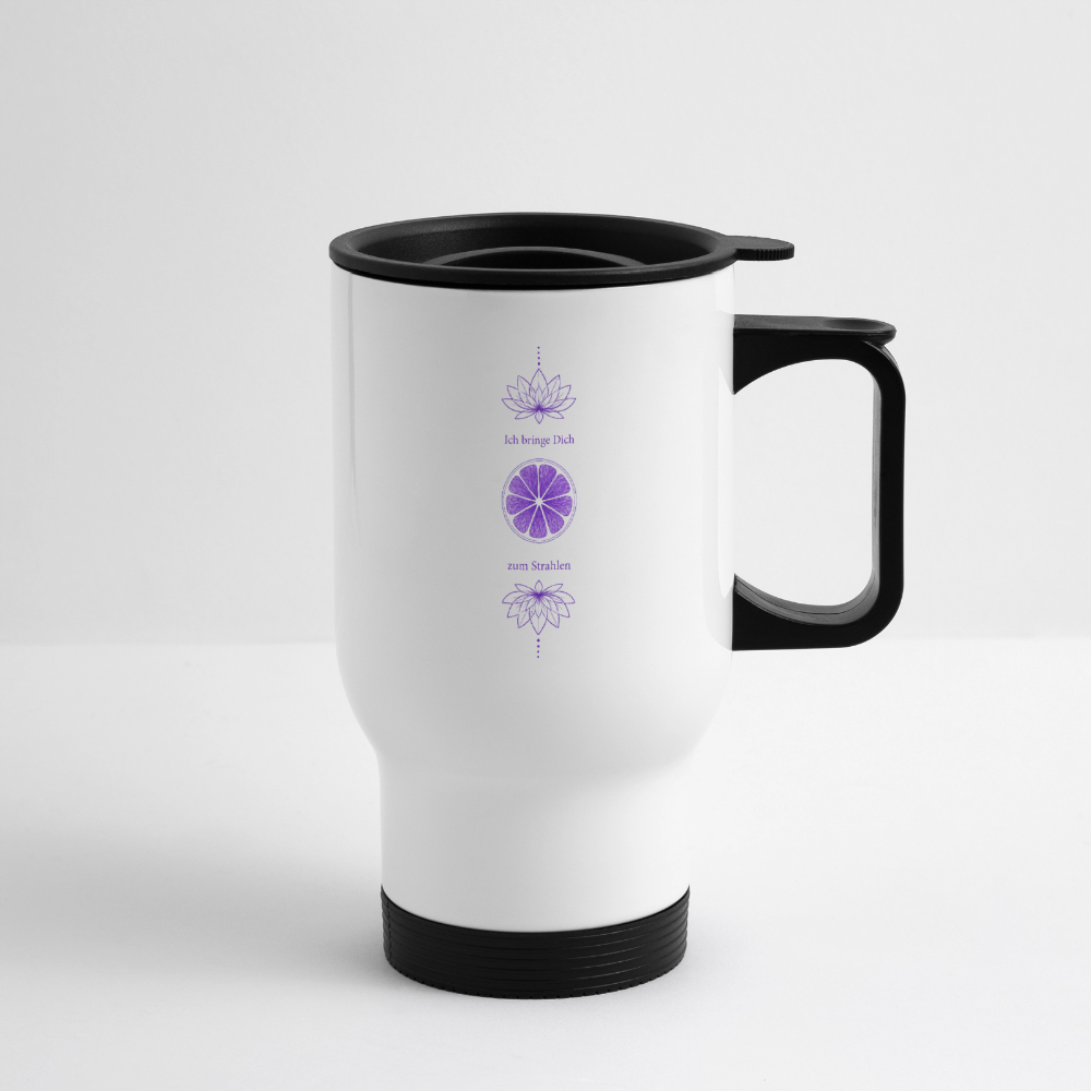 sapeco Chakra-Thermobecher Violett – Ich bringe Dich zum Strahlen - white