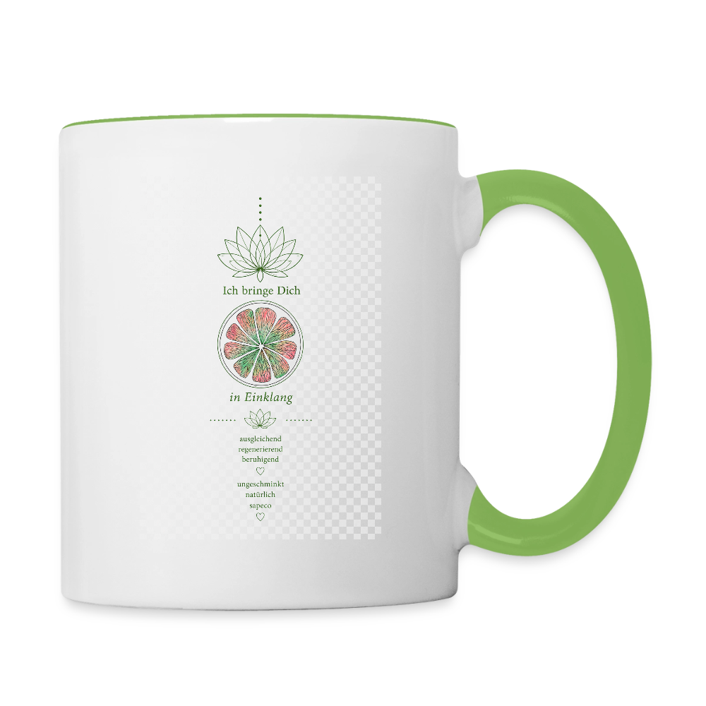 Ich bringe Dich in Einklang – Herzchakra Tasse Grün - white/green gecko