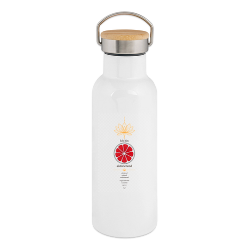 Ich bin aktivierend – Thermoflasche mit Bambusdeckel - white