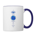 Stirnchakra-Tasse „Ich bin Intuition“ mit dunkelblauem Henkel und sapeco Chakra-Motiv