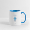 Halschakra-Tasse „Ich bin kreativ“ in Hellblau mit sapeco Chakra-Motiv
