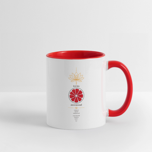 Wurzelchakra Tasse „Ich bin aktivierend“ von sapeco in Weiß und Rot