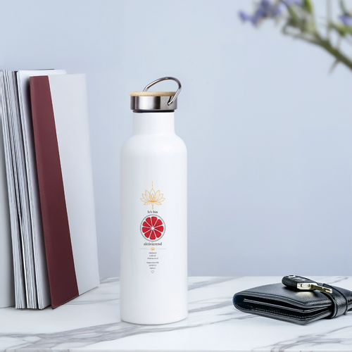 Wurzelchakra-Thermoflasche „Ich bin aktivierend“ von sapeco mit Bambusdeckel
