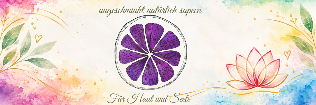 Panorama-Design der Keksdose mit violettem Kronenchakra-Motiv von ungeschminkt natürlich sapeco