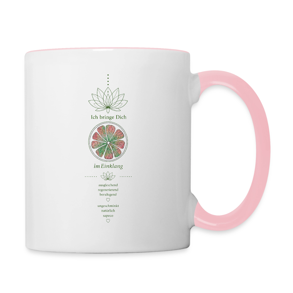 Freigestellte rosa Herzchakra-Tasse „Ich bringe Dich im Einklang“ von sapeco